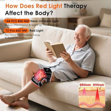 Epinuo Red Light Therapy For KneeWith 5 Vibration Massage Cordless Rechargeable 5000Mah Heated Knee Massager For Pain Relief s For Women Men 660Nm&850Nm Near Infrared Light Brace