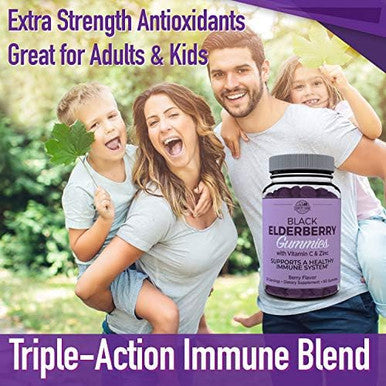 Country Farms Elderberry Gummies With Vitamin C And Zinc Supports Healthy Immune System Rich In Antioxidants Triple Action Immune Blend Berry Flavor 60 Gummies 30 Servings