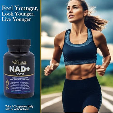 Ageless Nad+ Supplement - Nicotinamide Riboside Supplement For Healthy Aging And Cognitive Function - Promotes Endurance And Energy - 30 Count