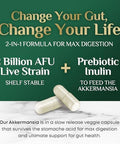 Akkermansia Probiotic, Inulin Prebiotic Fiber, Glp-1 Probiotic - Support Glp-1 Production, Akkermansia Muciniphila Probiotic Supplement For Digestive & Gut Health Support For Women & Men, 60 Capsules