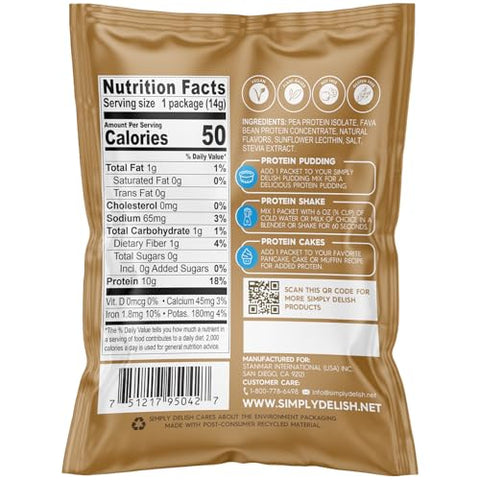 Simply Desserts Vanilla Protein Powder Sugar-Free 6-Pack Plant-Based Protein Boost For Vegan Puddings Baked Goods Shakes & Snacks Keto & Kosher 0.49 Oz Ea