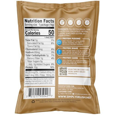 Simply Delish Simply Desserts Vanilla Protein Powder Sugar- Plant-Based Protein Boost For Vegan Puddings Baked Goods Shakes & Snacks Keto & Kosher Ea 6-Pack 0.49 Oz