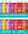 Designer Wellness Protein Smoothies Original Variety Pack & Super Fruits Variety Pack Bundle