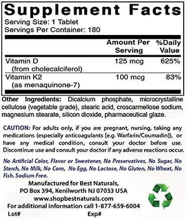 Best Naturals Tudca 250Mg & Vitamin K2 (Mk7) With D3