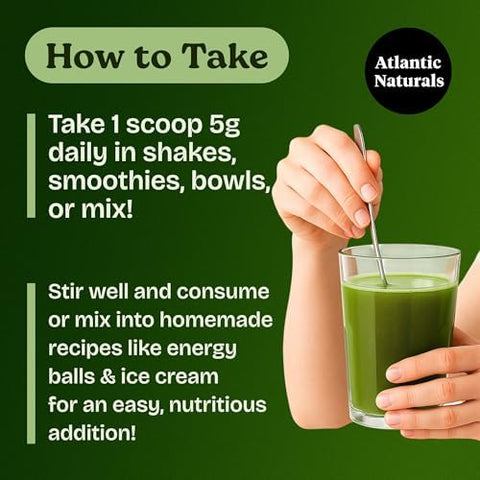 Atlantic Naturals Organic Sea Moss Super Greens Powder Greens Superfood with 12 Vegetables 15 Fruits Probiotics 16 Herbs and Spices Digestive Health Energy Skin and Immunity Mixed Berry Flavor