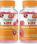 Lifeable Probiotic 2 Billion Cfu Kids + Immune Support Kids Gummies Bundle Great Tasting Vitamin Supplement Gluten Gmo Chewable Gummy