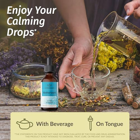 Herbamama Herbal Liquid Drops Kit - Bundle Of Motherwort Extract & Ashwagandha Tincture 2 Fl Oz - Vegan Non-Gmo Sugar & Alcohol- - 2 Pack