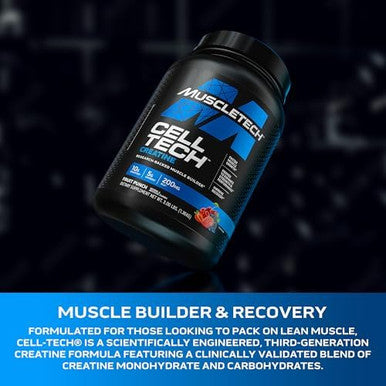 Creatine Monohydrate Powder Muscletech Celltech Creatine Post Workout Recovery Drink Muscle Builder For Men & Women Muscle Building Supplements Fruit Punch 3 Lbs (27 Serv)