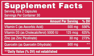 Immunoblaster Zinc Quercetin 500Mg With Vitamin D And C Antioxidant Immune Support High Potency Quercetin Zinc Supplement For Men And Women - Gluten, Soy, & Dairy - 60 Count (Pack Of 1)