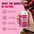 Bcuelov Beet Root Capsules | 1300Mg Pure Beetroot Powder Capsules Supports Blood Pressure Natural Energy & Endurance - 90 Capsules 45 Days Supply