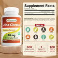 Best Naturals Zinc 30Mg Supplements (As Zinc Citrate) Zinc Vitamins For Adults Immune Support 120 Tablets (120 Count (Pack Of 2))