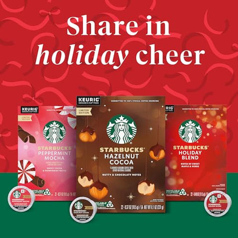 Starbucks K-Cup Coffee Pods, Peppermint Mocha Naturally Flavored Coffee for Keurig Brewers, 100% Arabica, Limited Holiday Edition, 6 Boxes (60 Pods Total)