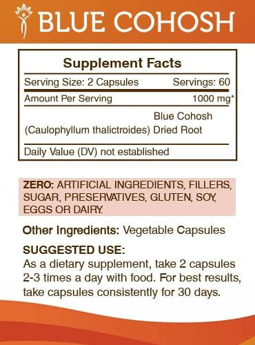 Secrets of the Tribe Blue Cohosh 2x120 Capsules, Made with Vegetable Capsules and Responsibly farmed Blue Cohosh (Caulophyllum Thalictroides) Dried Root (2x120 Capsules)