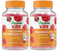 Lifeable Calcium Magnesium & Zinc Kids + Magnesium Kids Gummies Bundle Great Tasting Vitamin Supplement Gluten Gmo Chewable Gummy