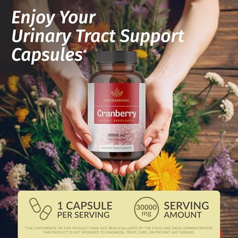 Herbamama Cranberry And Elderberry Kit - Bundle Of 30000 Mg Cranberry Concentrate Capsules & Black Elderberry Tincture 4 Fl Oz - Vegan Non-Gmo Sugar & Alcohol- - 2 Pack