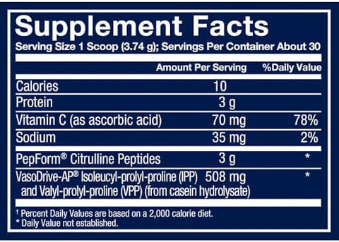 Bodytech Elite Plasma Pep A Peptides Powder With 3G Pepform Citrulline Peptides A Stim Nitric Oxide Booster (3.95 Oz./30 Servings)