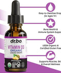 Vitamin D3 Liquid Drops Organic Vegan VIT D Liquid Vitamin D for Adults and Kids Oil 4000 IU Vegan Organic D3 Drops Sublingual Supplement Immune and Bone Health VIT Supplements NonGMO 30 Servings