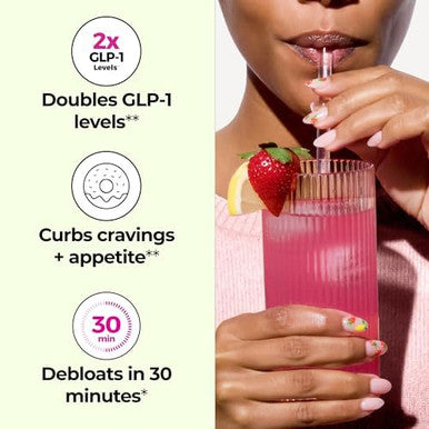 Flatter Me Fiber Glp1 Booster Prebiotic Fiber & Enzyme Supplement For Weight Support Reduce Bloating Double Glp1 Levels Digestive & Gut Health For Women & Men (10Glp1/20Fiber Servings)