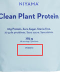 Niyama Clean Plant Protein Vanilla Delicious and Smooth Vegan Vanilla Plant Protein from Organic Peas - Paleo - Keto - Vegan - Soy-free, Gluten-free, No Stevia, Zero Sugar (28 servings, 782g)