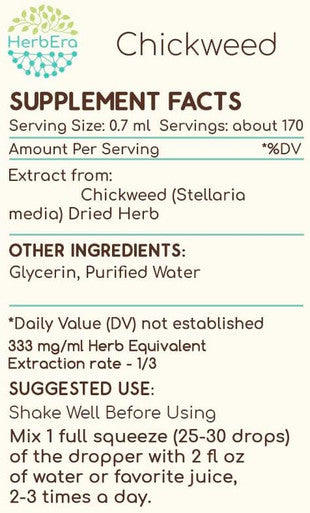 Chickweed B120 (2pcs) Alcohol-Free Herbal Extract Tincture, Concentrated Liquid Drops Natural Chickweed (Stellaria Media) Dried Above-Ground Parts (2x4 fl oz)
