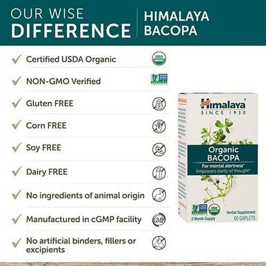 Himalaya Organic Ashwagandha Organic Bacopa Brain Booster Kit Ashwagandha 670 Mg For Energy Boost and Stress Relief + Bacopa 750Mg Nootropic Brain Booster For Mental Focus Memory And Clarity
