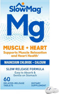 Slowmag Mg Muscle + Heart Supports Muscle Relaxation And Heart Health. Magnesium Chloride + Calcium SlowRelease Tablets Easy To Absorb And Gentle On The Stomach. 60 Count (Pack Of 2)