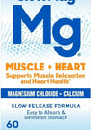 Slowmag Mg Muscle + Heart Supports Muscle Relaxation And Heart Health. Magnesium Chloride + Calcium Slowrelease Tablets Easy To Absorb And Gentle On The Stomach. 60 Count (Pack Of 2)
