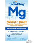 Slow-Mag Slowmag Mg Muscle Heart Supports Muscle Relaxation And Heart Health. Magnesium Chloride Calcium Slow-Release Tablets Easy To Absorb And Gentle On The Stomach. 60 Count (Pack Of 2)