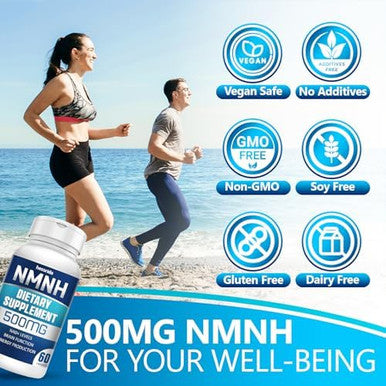 Nmnh (Dihydronicotinamide Mononucleotide), 500Mg Per Serving, Nad Supplement To Boost Nad+ Levels As We Age, Nad + Supplement For Anti Aging & Energy, 60 Capsules