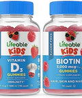 Lifeable Sugar Vitamin D Kids + Biotin Kids Gummies Bundle Great Tasting Vitamin Supplement Gluten Gmo Chewable Gummy