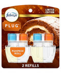 Febreze Plug In Air Freshener Odor-Fighting Scented Oil Refill Air Fresheners For Home And Bathroom And Kitchen Long Lasting For Strong Odors Pumpkin Roll Scent 0.87Oz Refills 2 Count