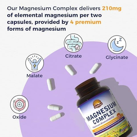 Vitalitown Magnesium Complex Chelated Easily Absorbed Magnesium Glycinate Citrate Malate Buffered 210Mg Elemental Mag Sleep Nerve Muscle Digestion Energy Non-Gmo 240 Veg Caps