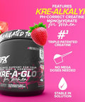Efx Sports Kre-A-Glo Kre-Alkalyn Creatine For Women 2.5G Collagen 300Mg Ashwagandha 100Mg Hyaluronic Acid 30 Servings (Strawberry Margarita)