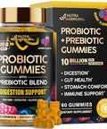 Nutraharmony Probiotic Gummies 10B Cfu With Prebiotic Fiber - Digestion & Immune Support - Debloat Stomach & Gut Comfort - Probiotics For Women & Men - Natural Berry Flavor - Vegan & Sugar-Free 60 Gummies