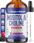 Drops Of Nature Inositol & Choline Liquid Drops Vegan Non-Gmo Easy-To-Take Enhanced Absorption Inositol Supplement Prenatal Vitamins For Women Supports Cellular Health & Overall Wellness (Mixed Berry 60Ml)