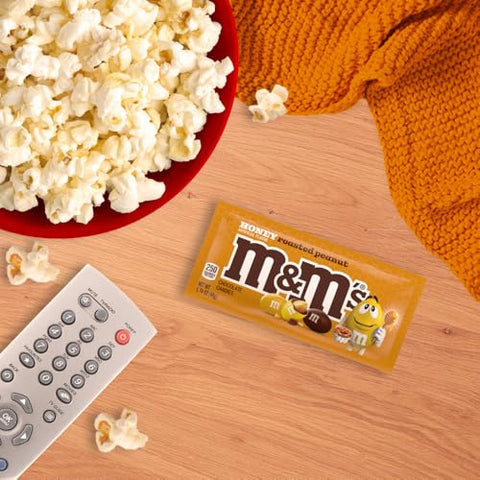M&M'S Honey Roasted Peanut Milk Chocolate Candy Full Size Salty and Sweet Nutty On the Go Snack, 1.74 oz Pack