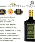 Laudemio Sorgenti, +650 mg/kg Tuscany Polyphenols Rich Extra Virgin Olive Oil, Fresh 2024-2025 Early Harvest, 2025 NYIOOC Gold Award, Frantoio Monovarietal, Lab Tested, No Pesticides, 16.9 fl oz