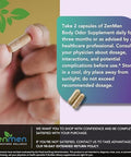 Natural Body Odor Eliminator Pills - Chlorophyll With Zinc, Champignon, Psyllium Fiber - Third Party Tested, 60 Vegan Capsules. Made In The Usa