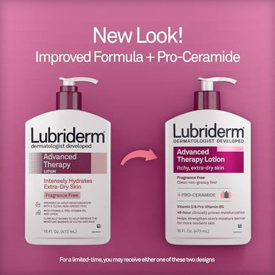 Lubriderm Advanced Therapy Fragrance- Moisturizing Lotion With Vitamins E And Pro-Vitamin B5 Intense Hydration For Extra Dry Skin Non-Greasy Formula Pack Of Three 3 X 16 Fl. Oz