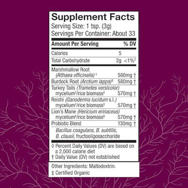 Host Defense Mycobotanicals Microbiome Powder Digestive & Immune Health Support Supplement Gut Health Supplement With Turkey Tail Lion'S Mane & Reishi 3.5 Oz (33 Servings)