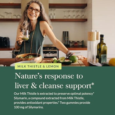 Gaia Herbs Milk Thistle Gummies Herbal Supplement With Antioxidant Properties For Liver Health & Liver Detox Lemon Flavored 60 Vegan Gummies