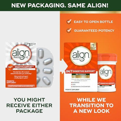 Align Probiotic Pro Formula Probiotics For Women And Men Daily Probiotic Supplement Helps Soothe Occasional Bloating & Gas #1 Doctor Recommended BrandÃ¢â‚¬Â¡ 63 Capsules (Packaging May Vary)