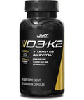 JYM Supplement Science D3 + K2 with 5000iu D3 & 100mcg of Vitamin K2 as MK-7 Bone Cardiovascular + Immune Health for Men & Women Softgel