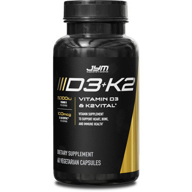 JYM Supplement Science D3 + K2 with 5000iu D3 & 100mcg of Vitamin K2 as MK-7 Bone Cardiovascular + Immune Health for Men & Women Softgel