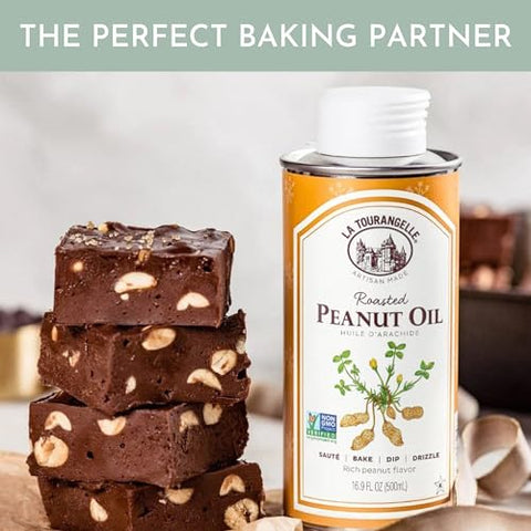 La Tourangelle,Roasted Peanut Oil,Slow Roasted Expeller-Pressed for Rich Flavor,Perfect for Cooking & Baking,Med-High Heat,Unrefined,Small Batch Production in USA,16.9 Fl Oz,(Pack of 2)