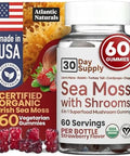 Atlantic Naturals Sea Moss Gummies With Lions Mane Mushroom - Sea Moss Gel Alternative With Irish Moss Reishi Cordyceps Chaga & Turkey Tail Supplement - Focus Gummy Without Coffee- 60 Ct