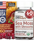 Sea Moss Gummies with Lions Mane Mushroom Sea Moss Gel Alternative with Irish Moss Reishi Cordyceps Chaga and Turkey Tail Supplement Focus Gummy Without Coffee 60 ct