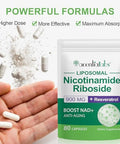 Nad Supplement, Nad+ Nicotinamide Riboside Resveratrol 900Mg, Dietary Supplement For Healthy Cellular Function, Nad+ Fuels Cellular Defense And Cctivates Anti-Aging Genes 80 Capsules