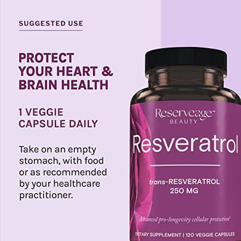 Twinlab Magnesium Caps for Stress Relief 420 mg 200 Count 1 Pack and Reserveage Beauty Resveratrol 250 mg Paleo Keto 120 Capsules