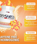 EHP Labs OxyShred Non Stimulant Pre Workout Powder Stim Free Pre Workout Caffeine Free Preworkout for Men and Women with L Glutamine and Acetyl L Carnitine Peach 60 Servings